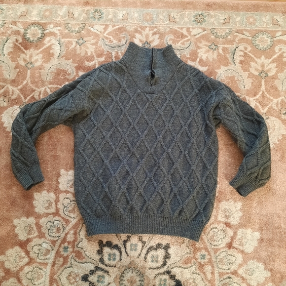 Vintage gray chunky wool half zip sweater - Picture 8 of 13